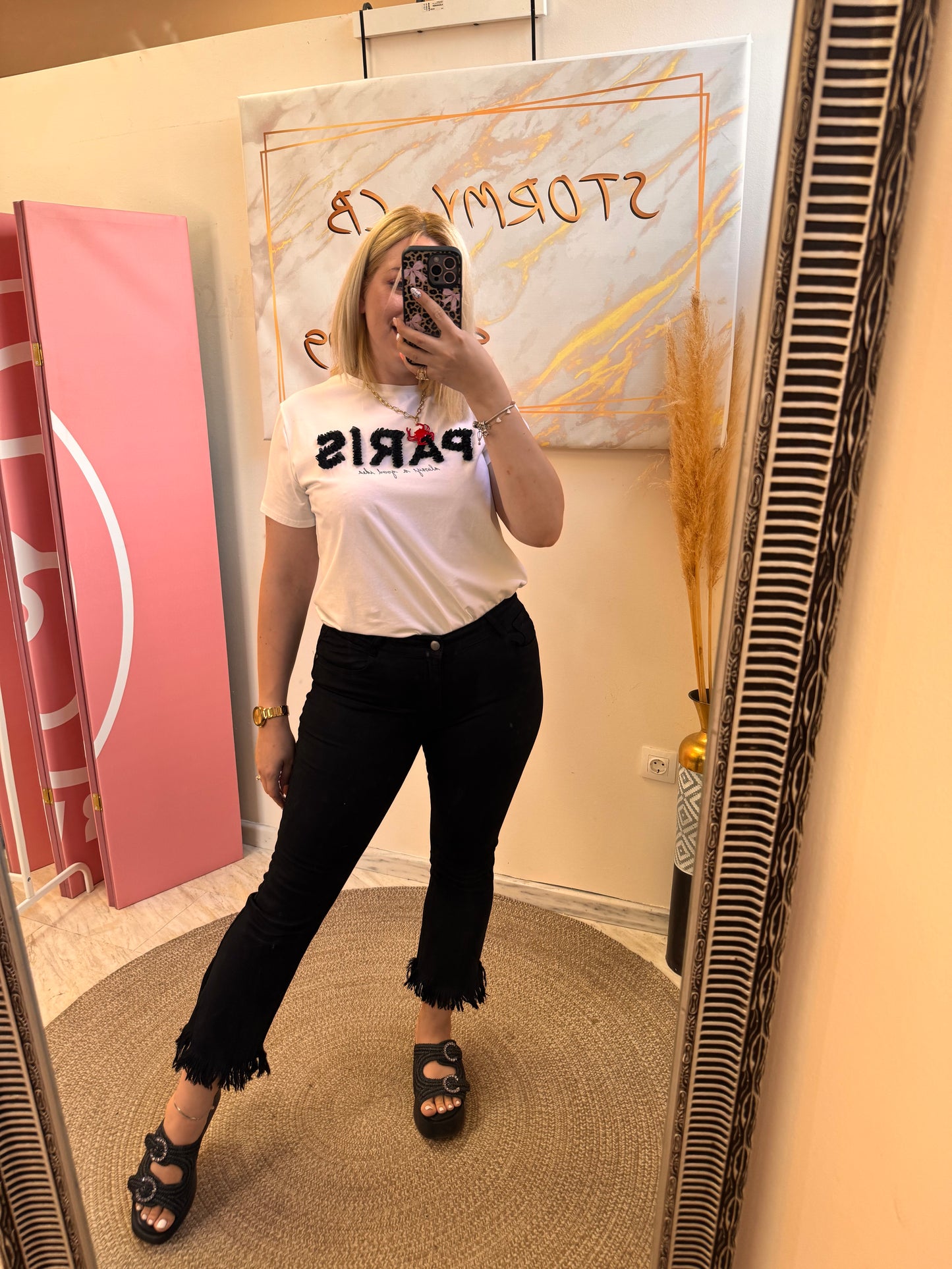 Elina Black Elastic Pant