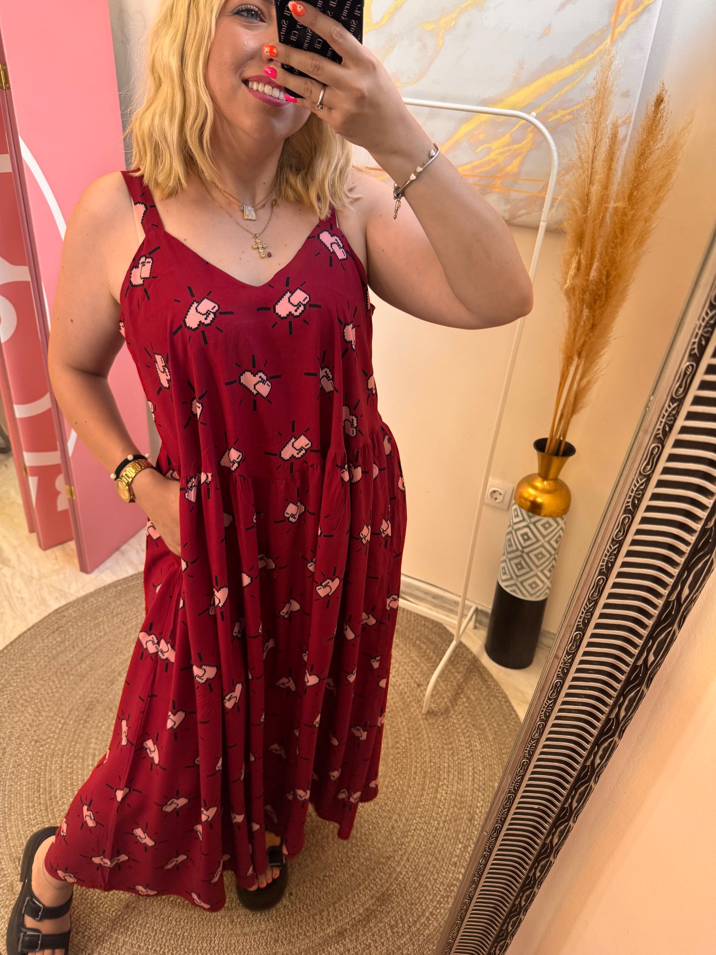 Pixel Heart MIDI Dress