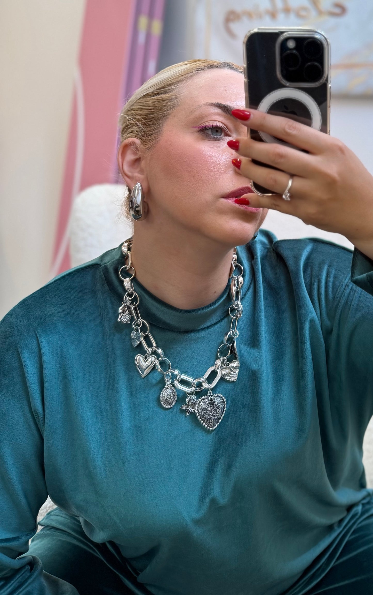 Big Chain Heart Silver