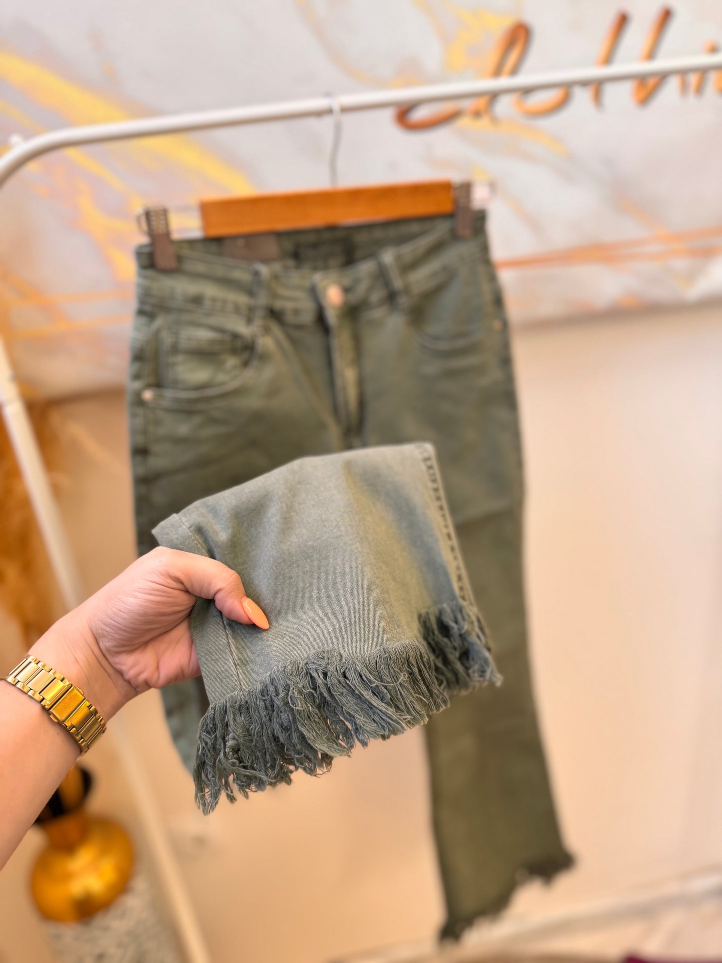 Elina Khaki Elastic Pant