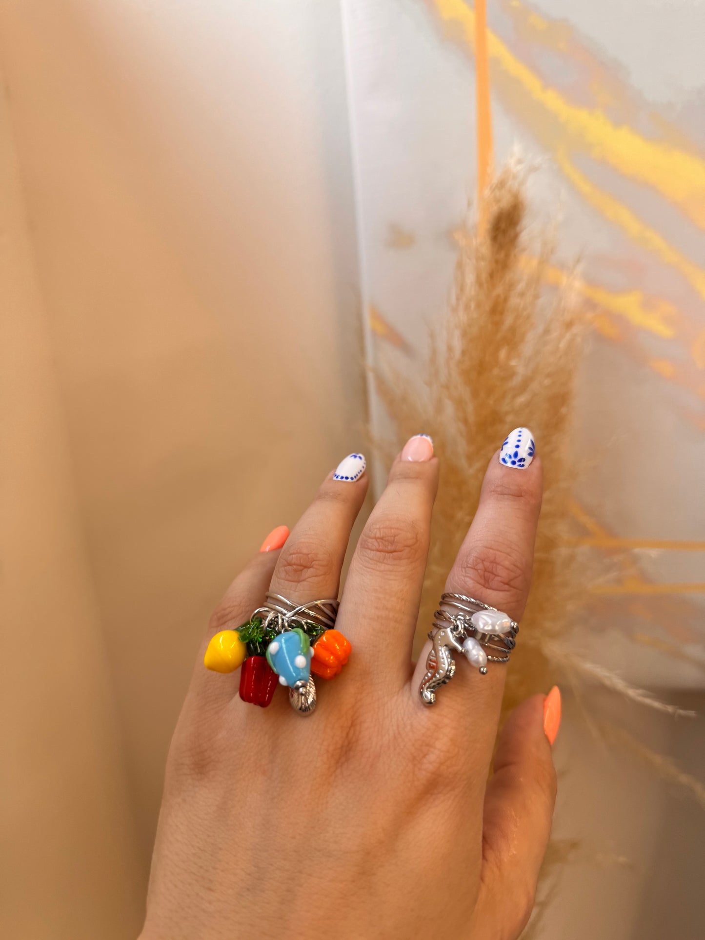 Multi Fruit Ring Silver
