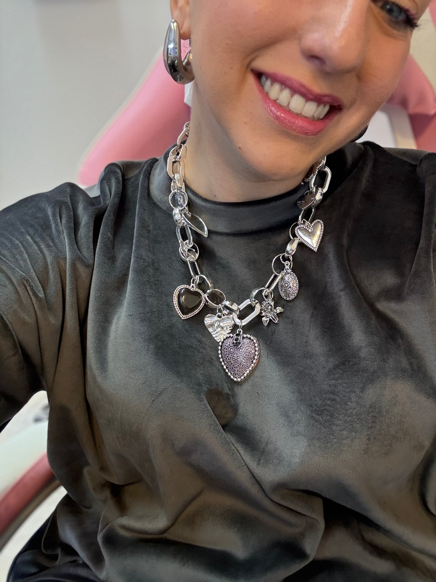 Big Chain Heart Silver