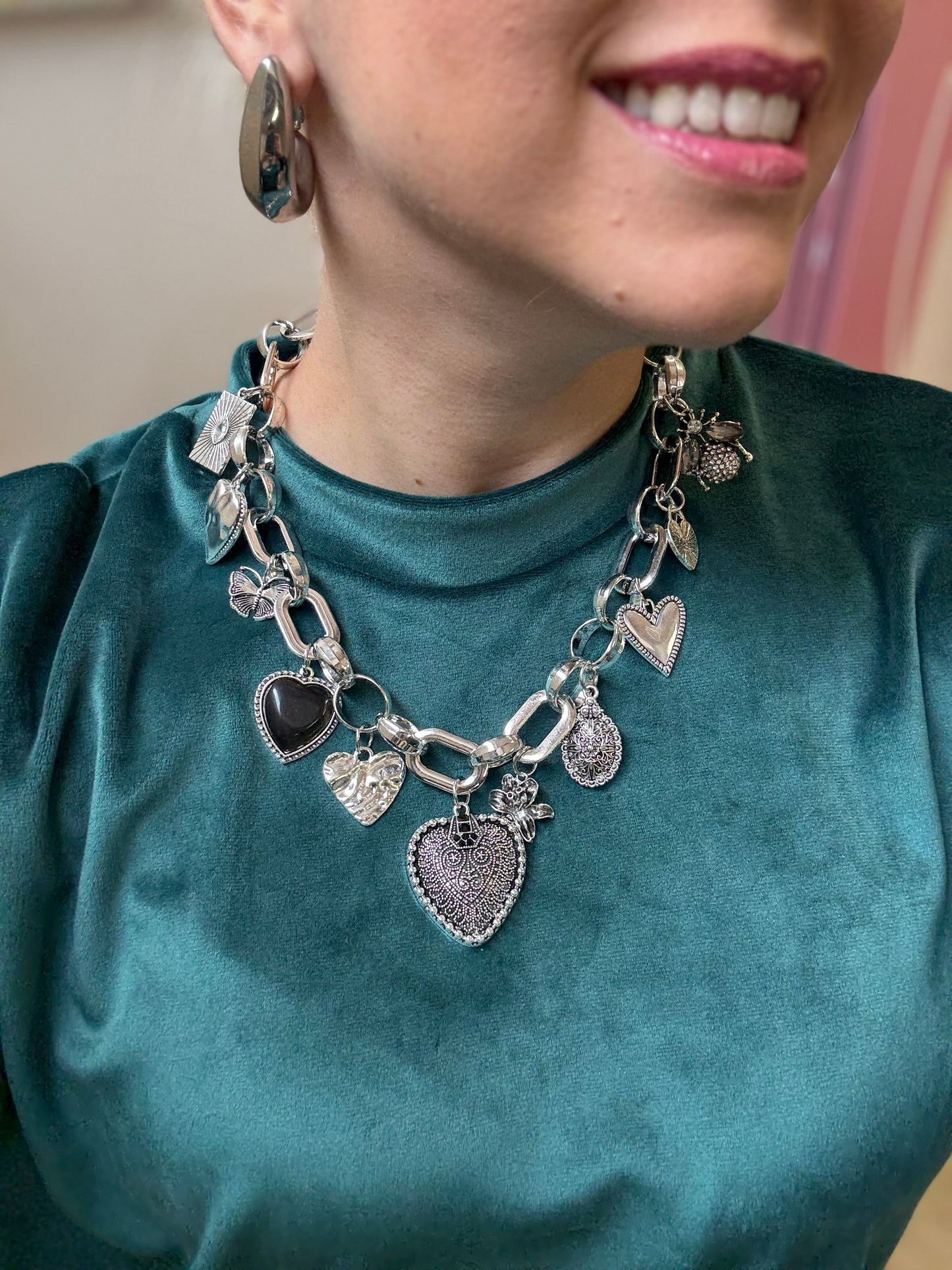 Big Chain Heart Silver