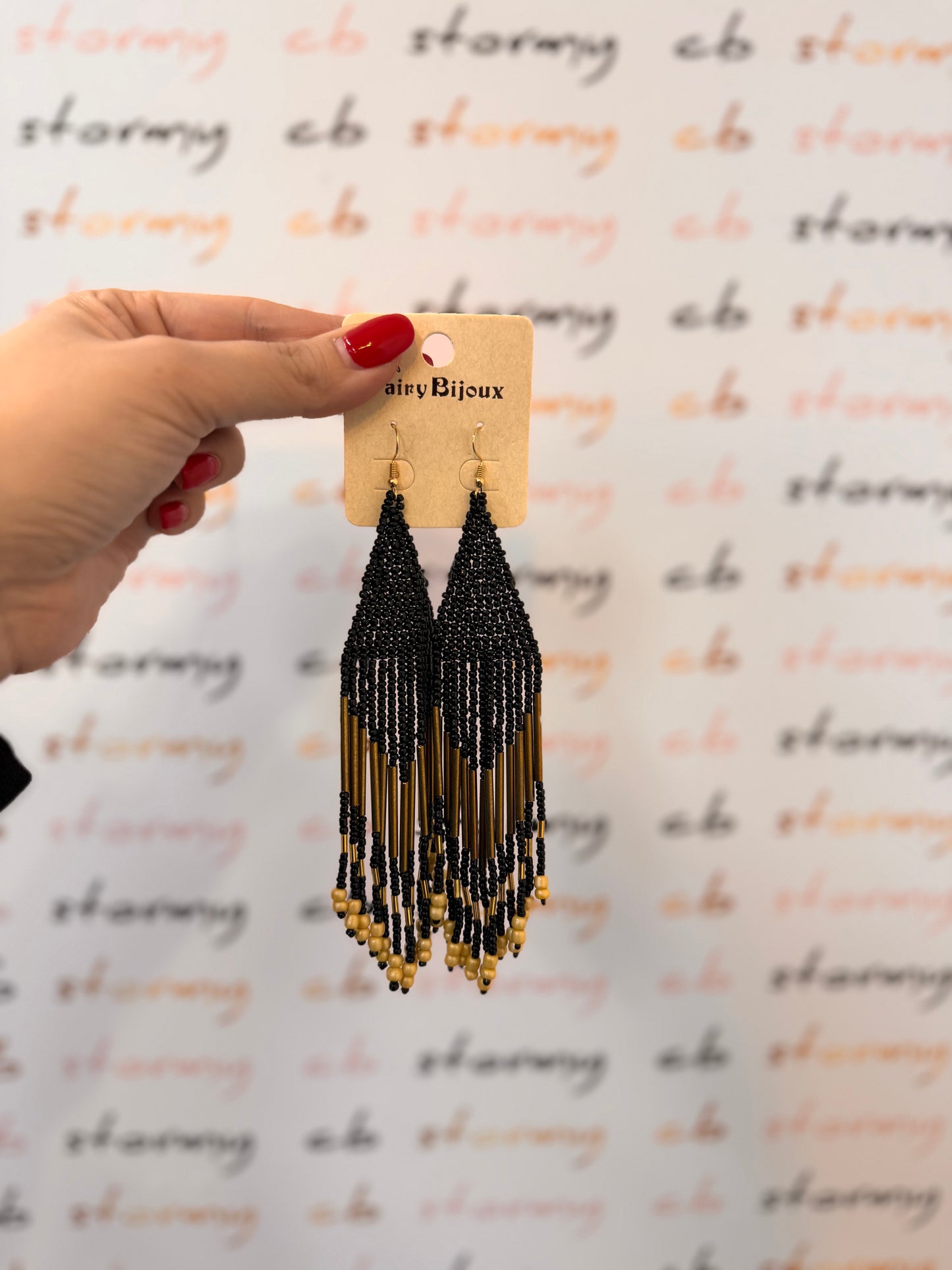 Boho Earrings Black Large