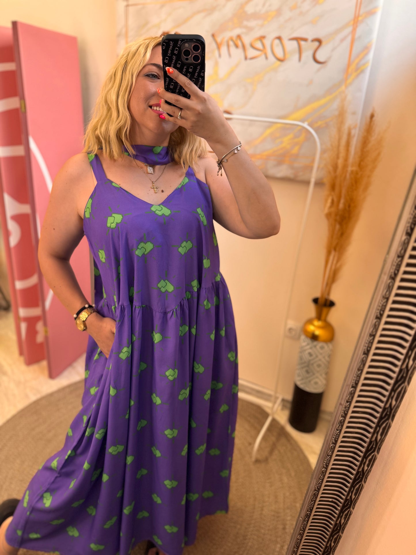 Pixel Heart MIDI Dress