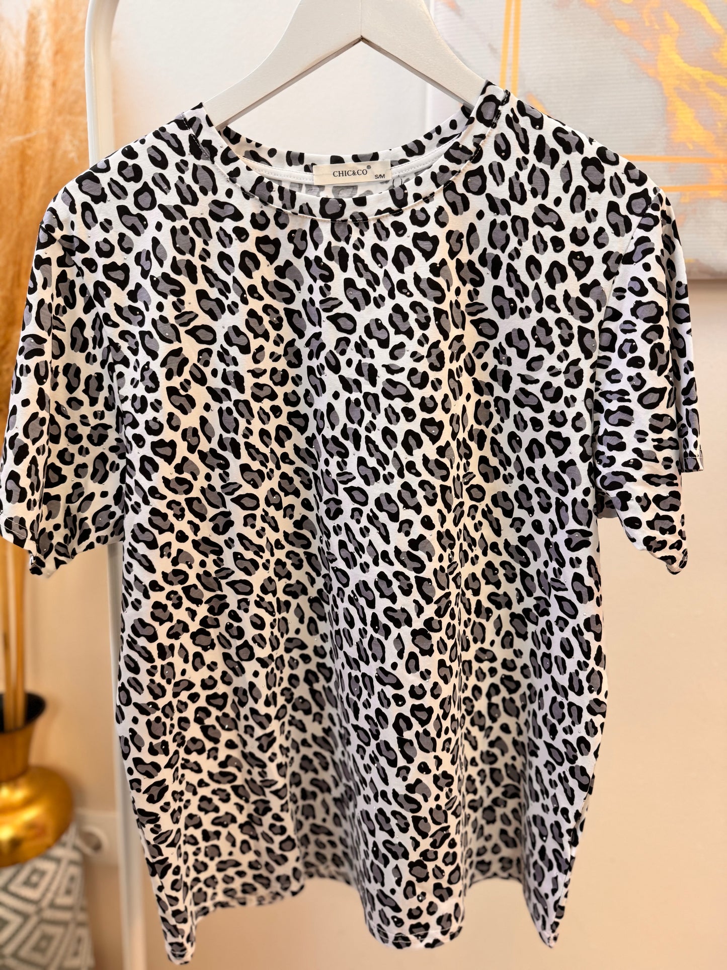 Grey Strass Leo T-shirt