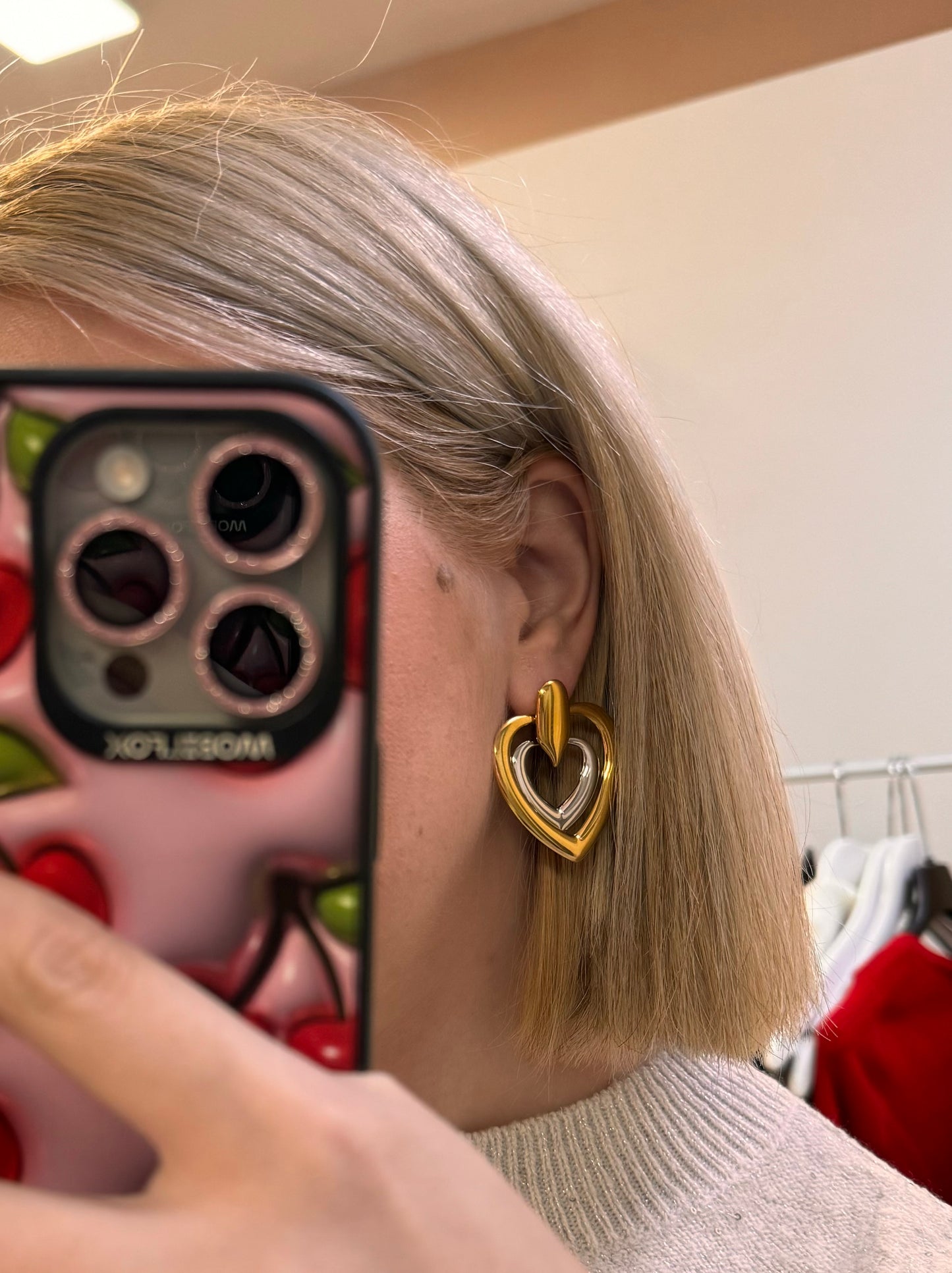 Double heart earrings