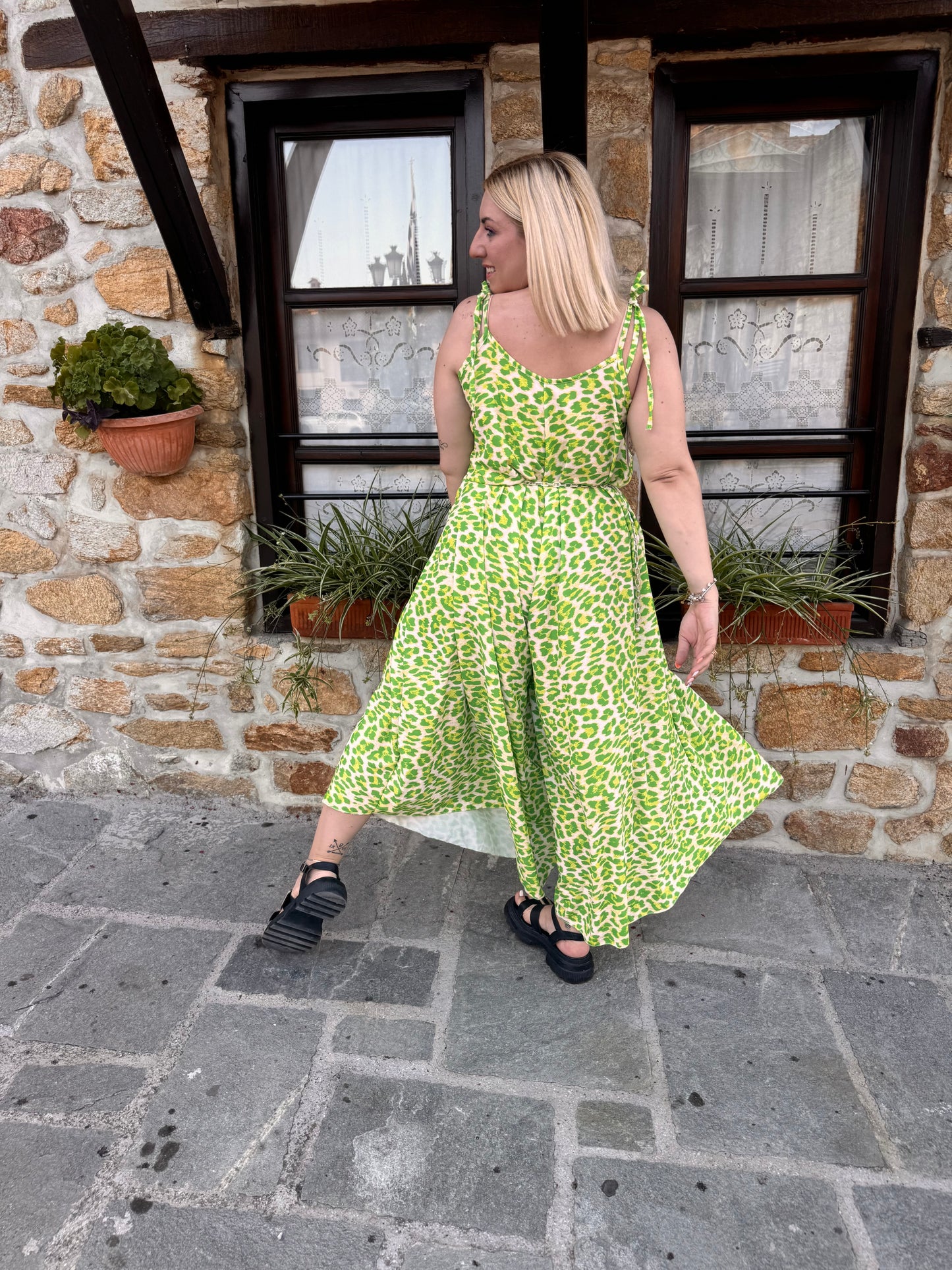 Neon Leopard Jumpsuit Green