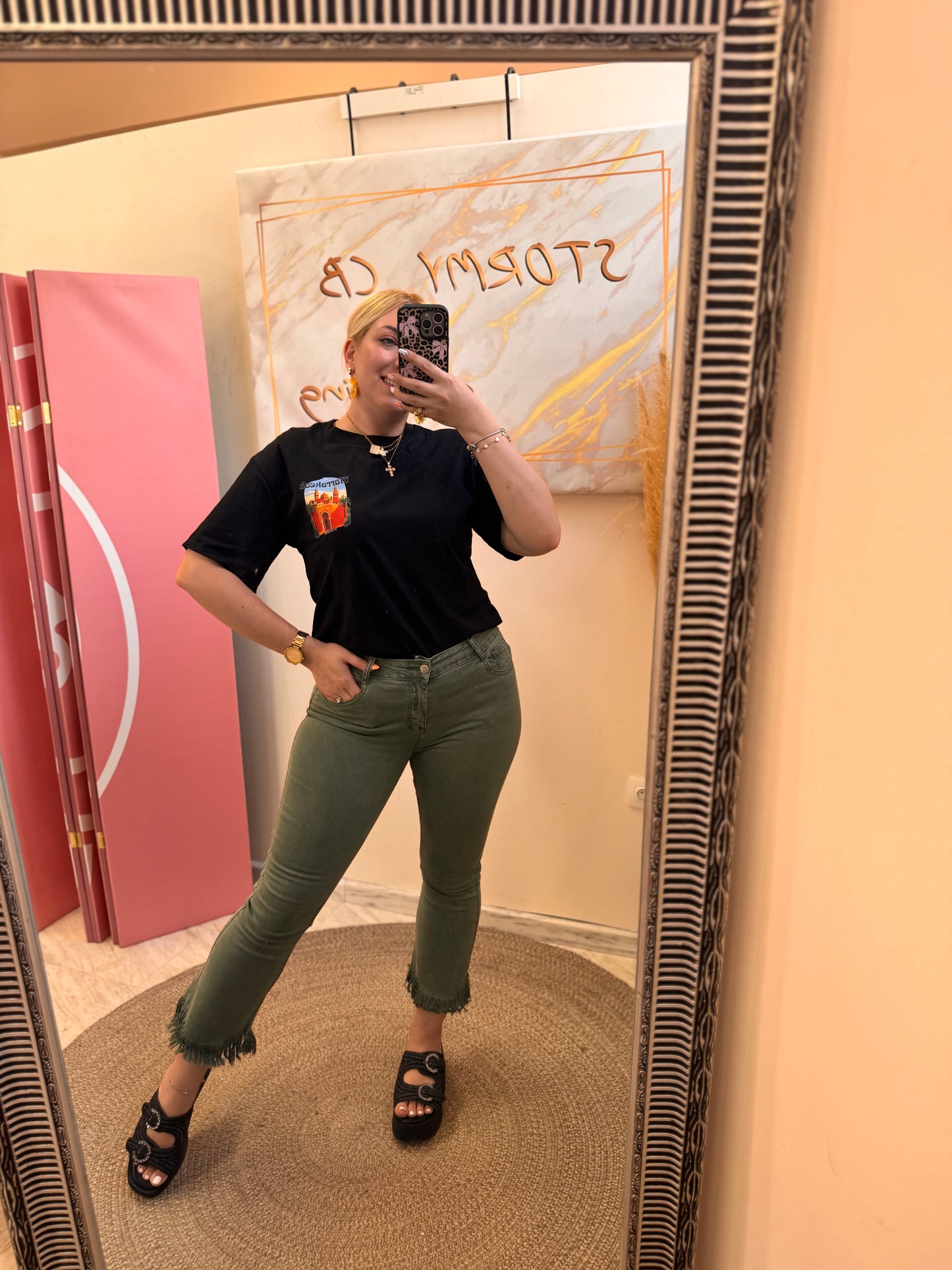 Elina Khaki Elastic Pant
