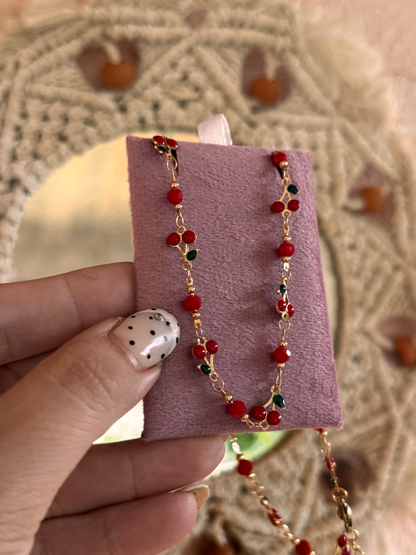 Cherry metal necklace