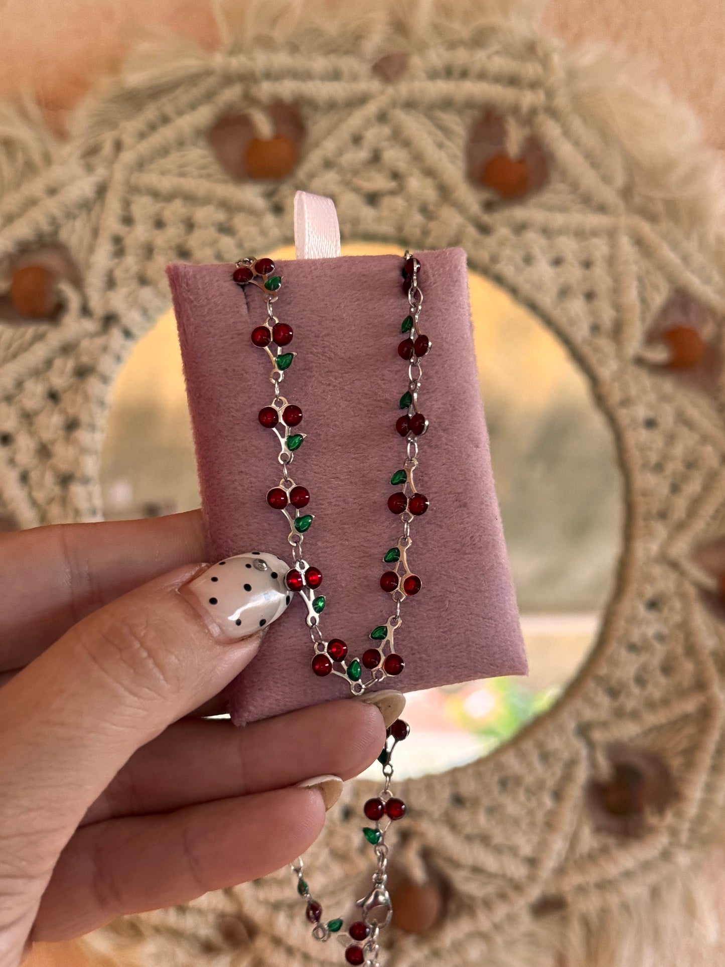 Cherry metal necklace