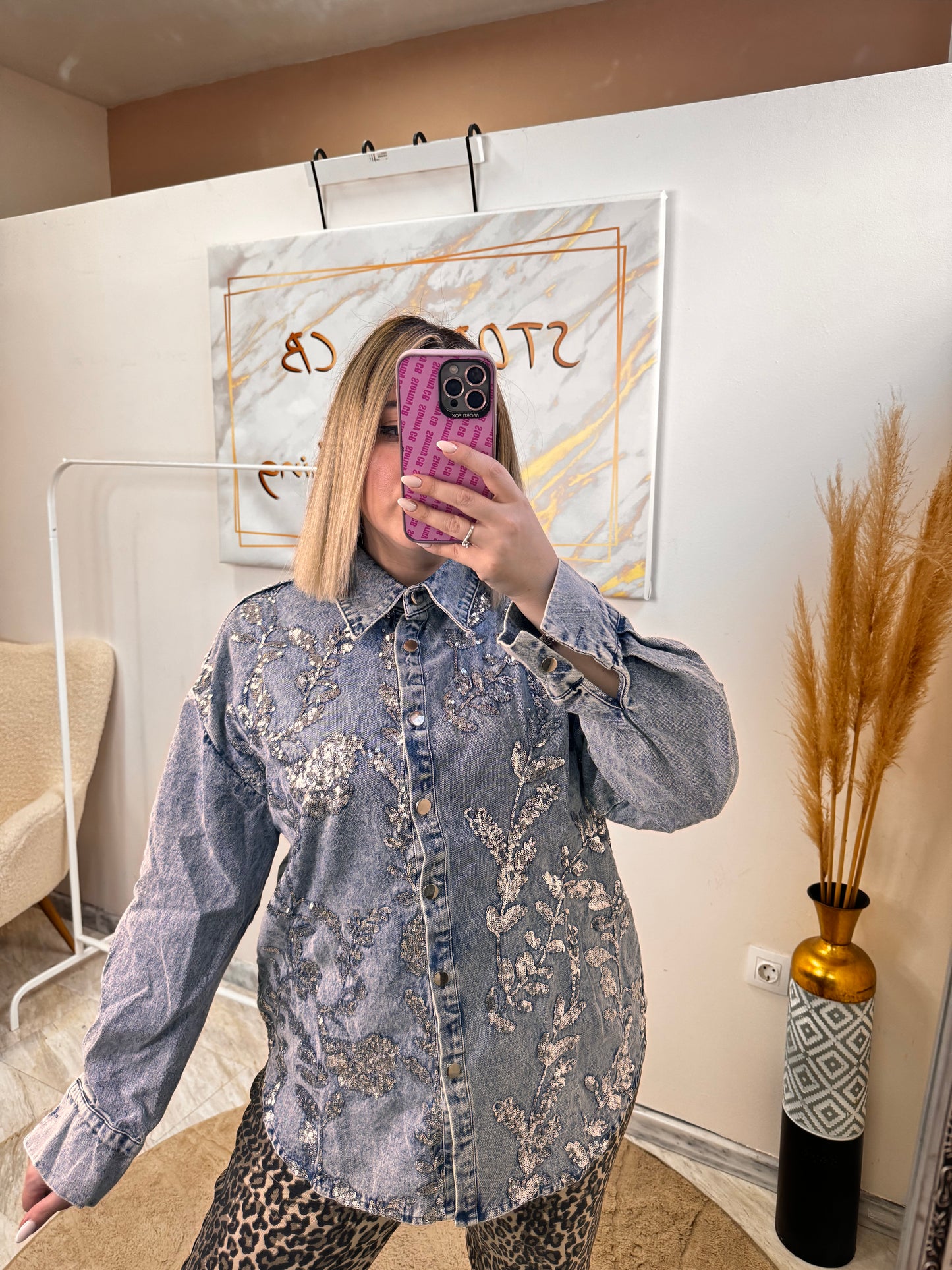 Strass Jean Jacket Shirt