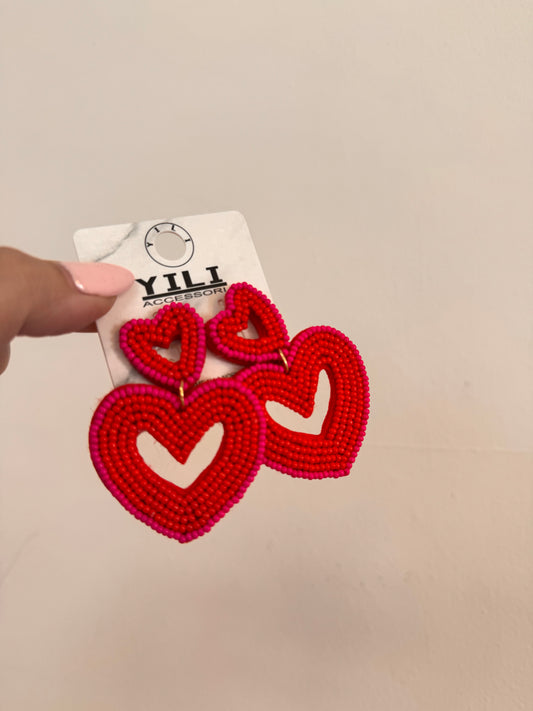 Double Earrings Hearts