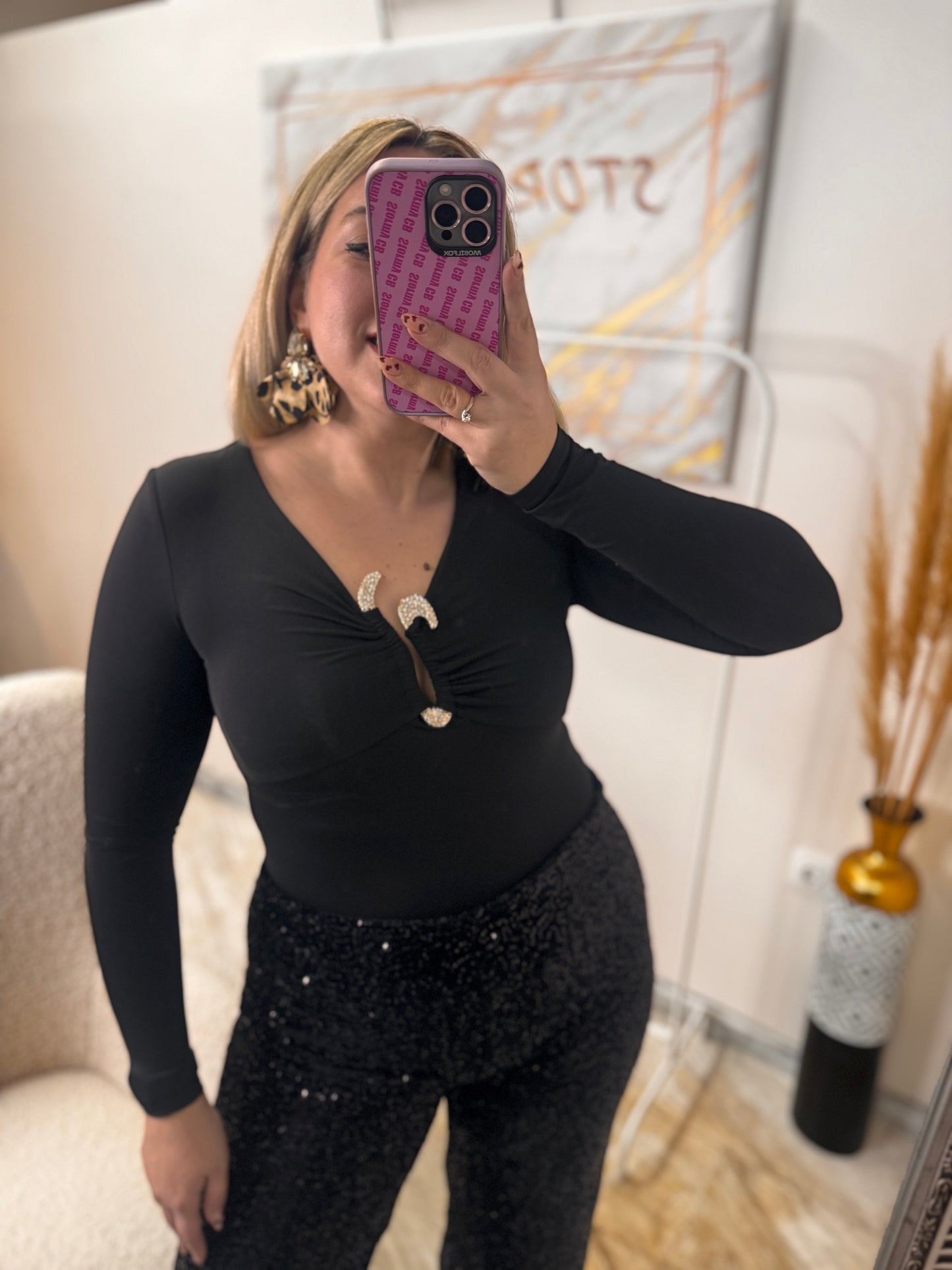 Κορμάκι Μαύρο Στρας