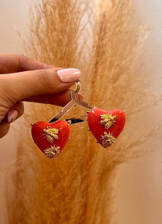 Hearts & Bee 🐝 Earrings Orange