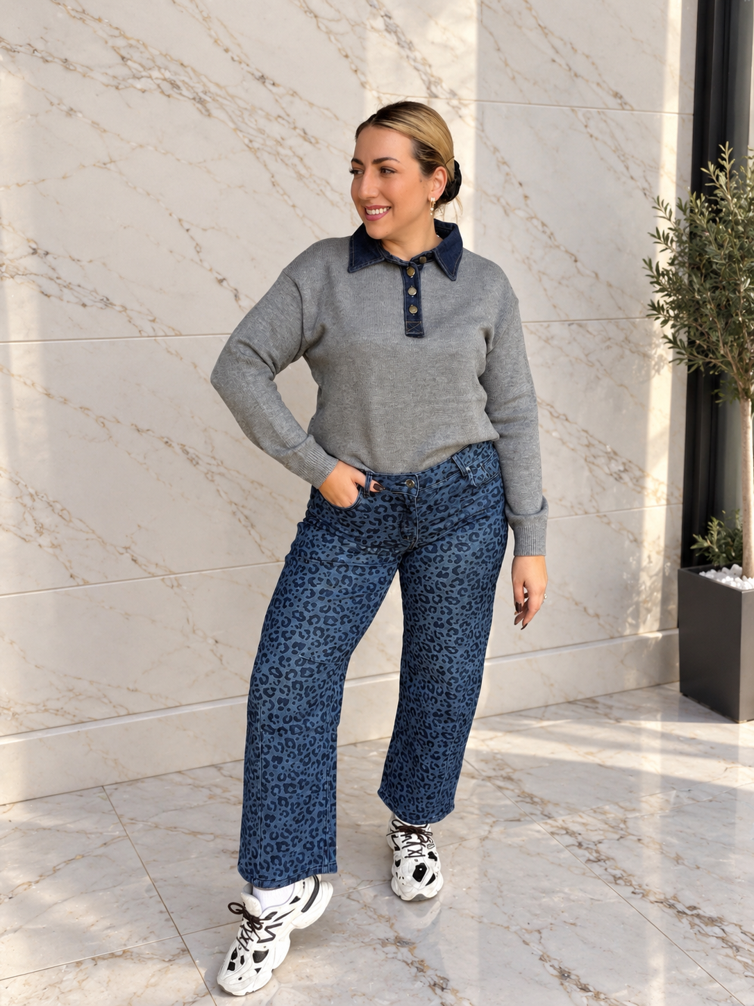 Balloon Leopard Jean