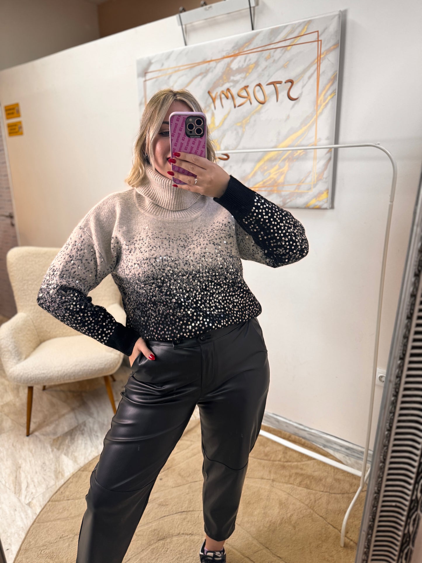 Όμπρε Πλεχτό Μαύρο