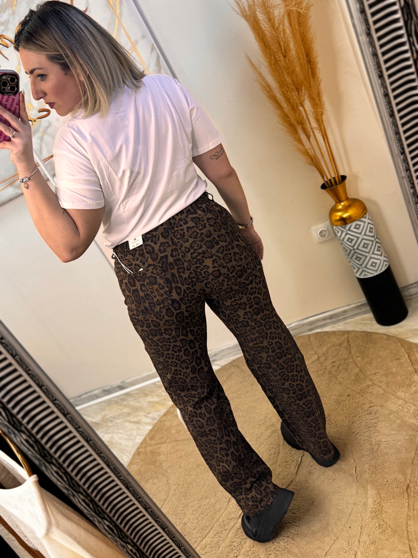 Wide Leg Leopard Brown Jean