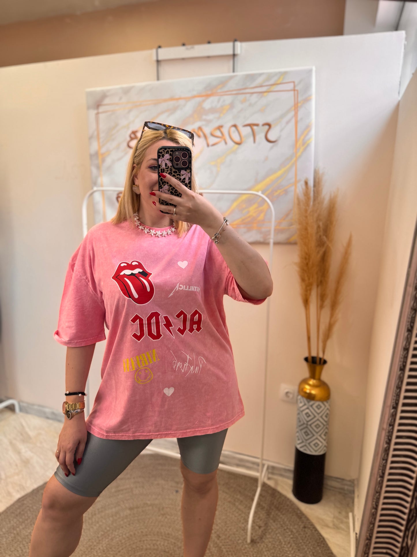 AC - DC Pink Oversized T-shirt