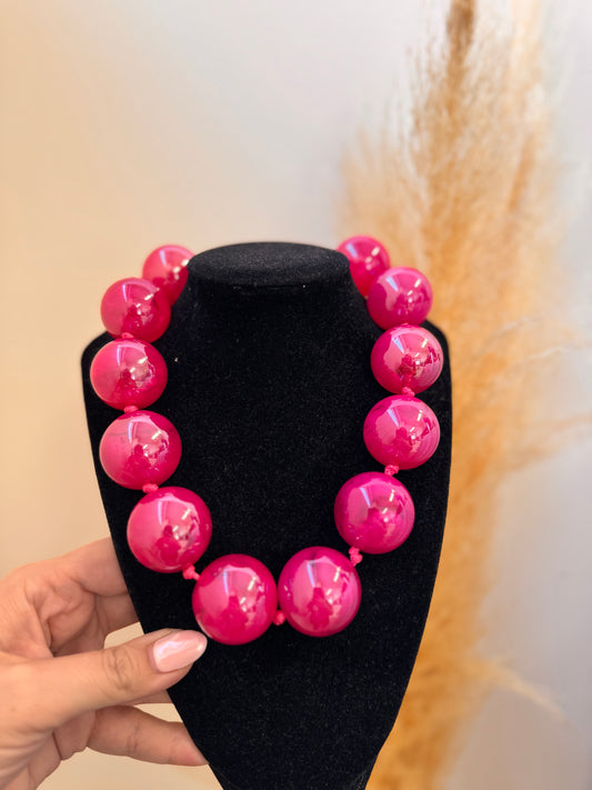 Balls Necklace Fuchsia