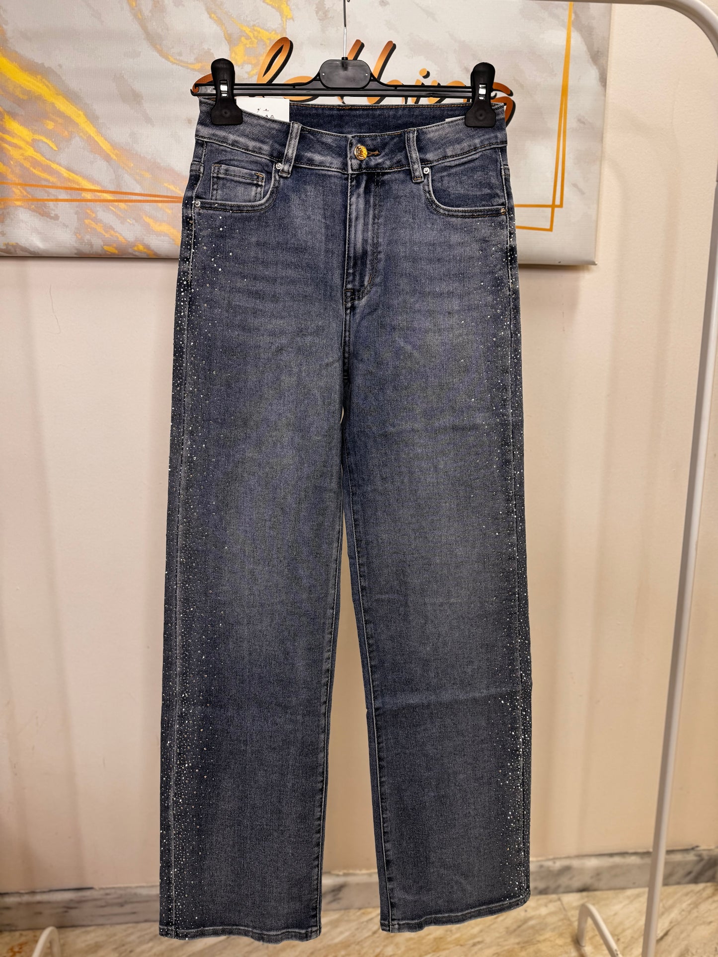 Sandy Wide Leg Strass Jean