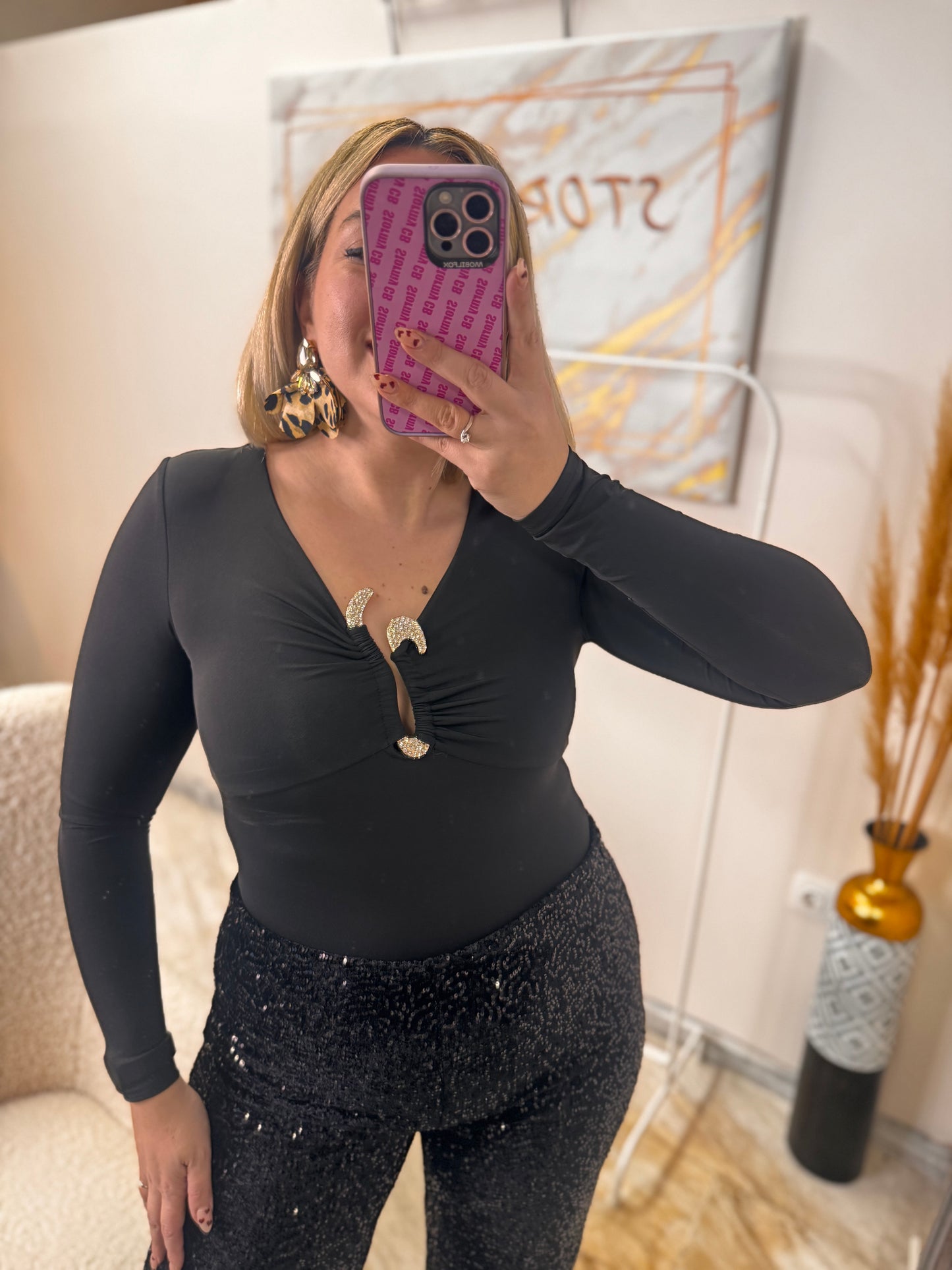 Κορμάκι Μαύρο Στρας