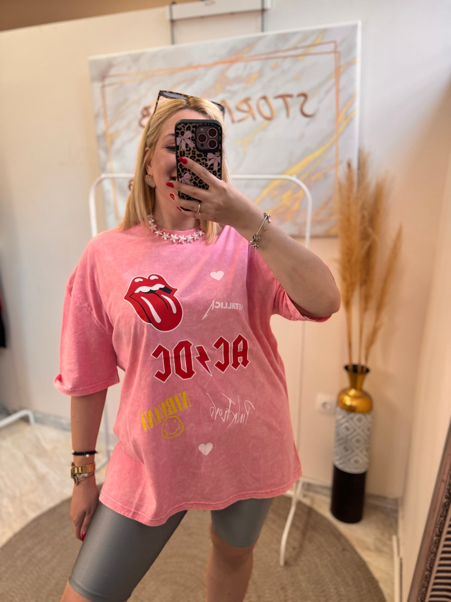 AC - DC Pink Oversized T-shirt