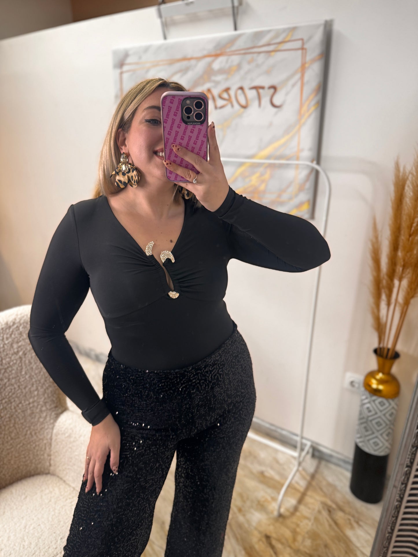 Κορμάκι Μαύρο Στρας