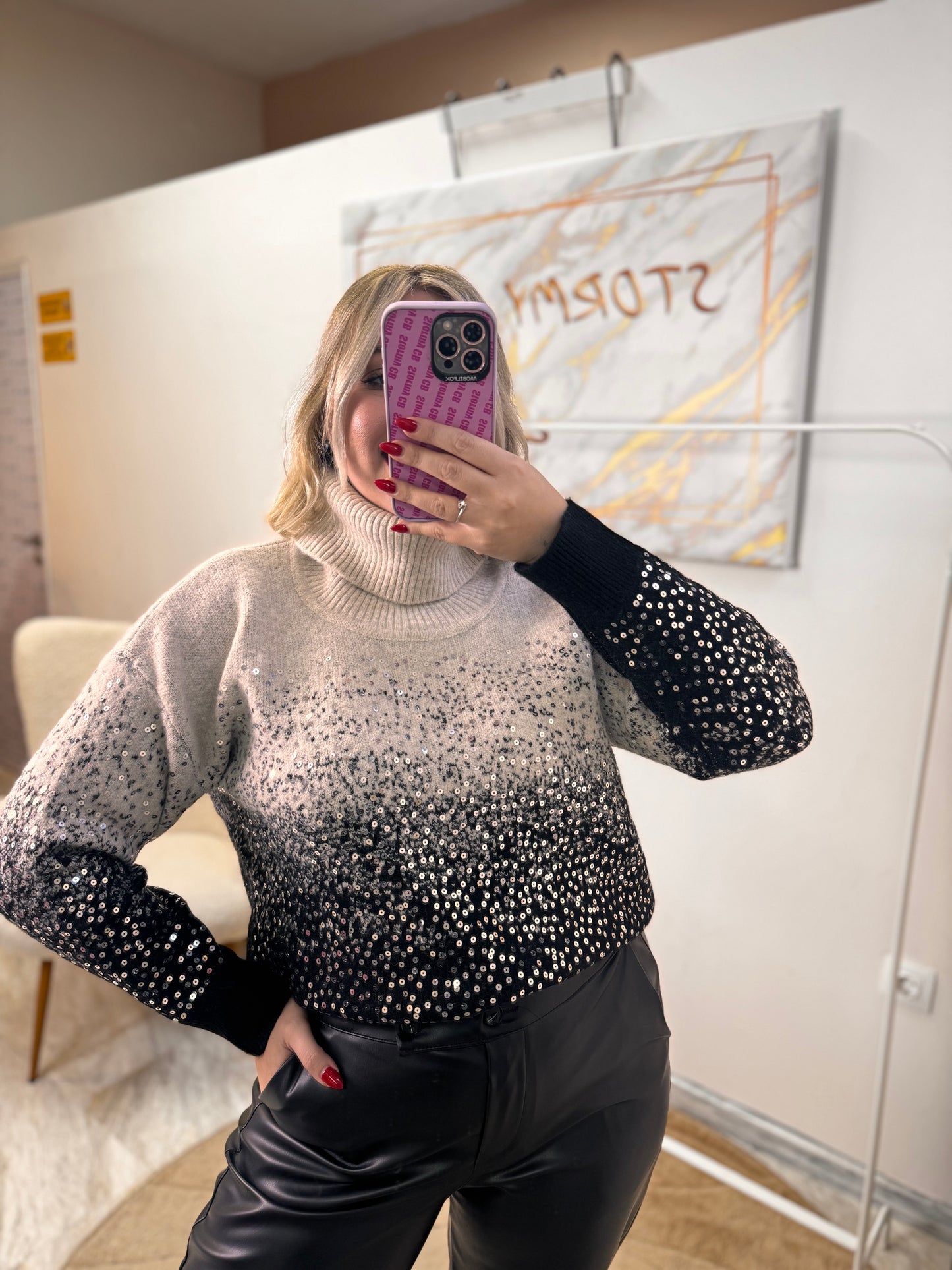 Όμπρε Πλεχτό Μαύρο