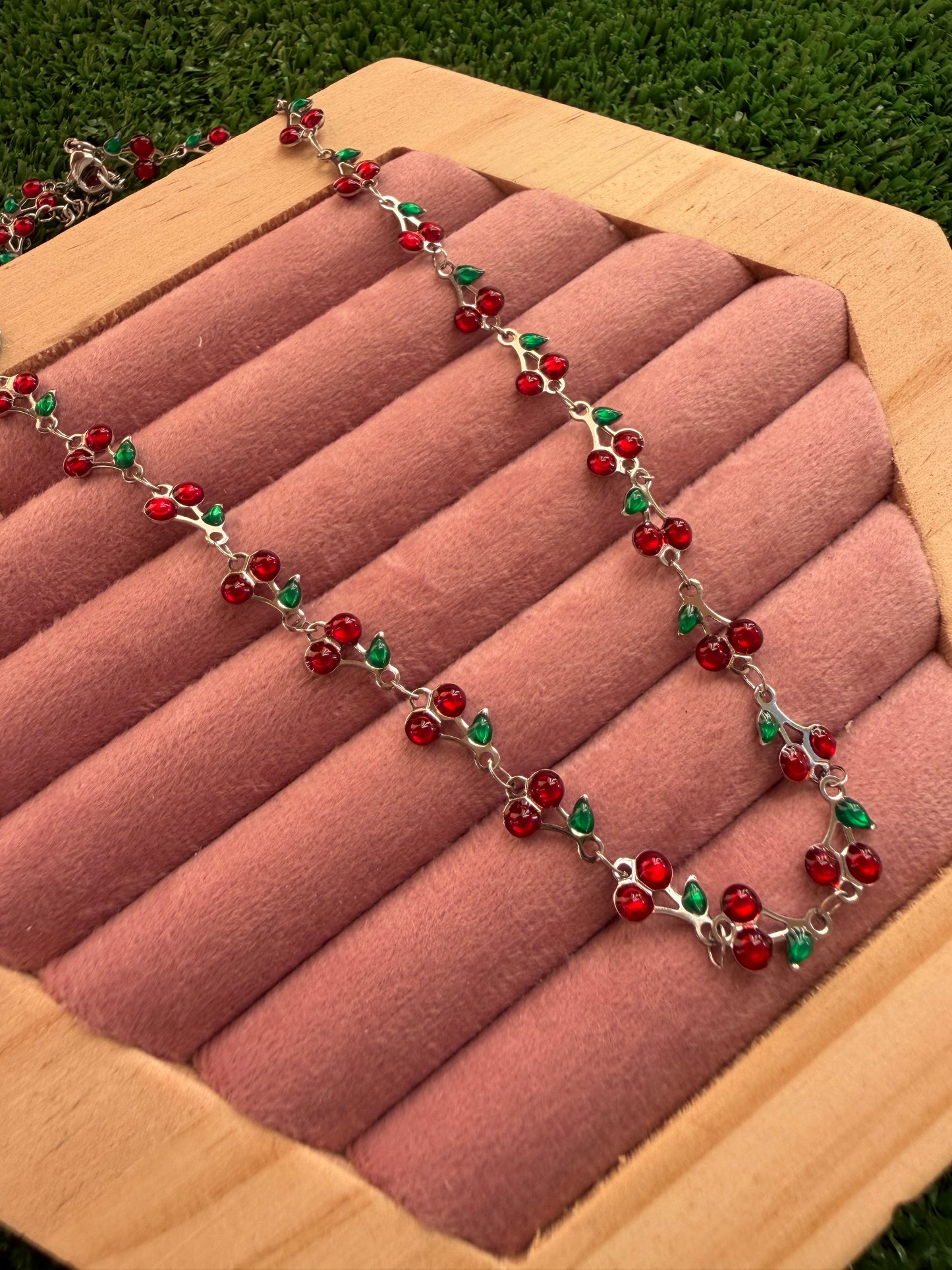 Cherry metal necklace