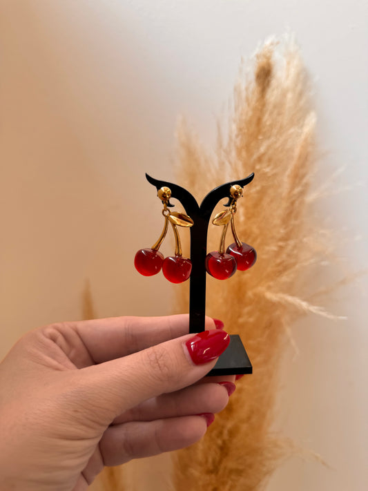 Double Cherry Earring Gold