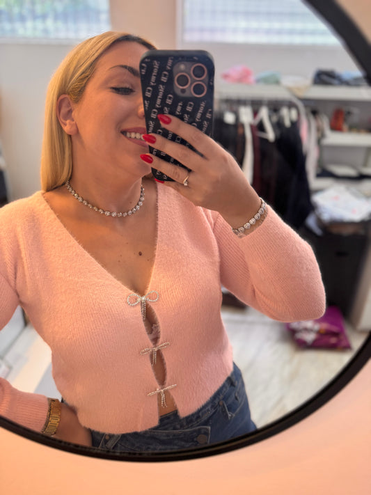 Strass Bow Jacket Baby Pink