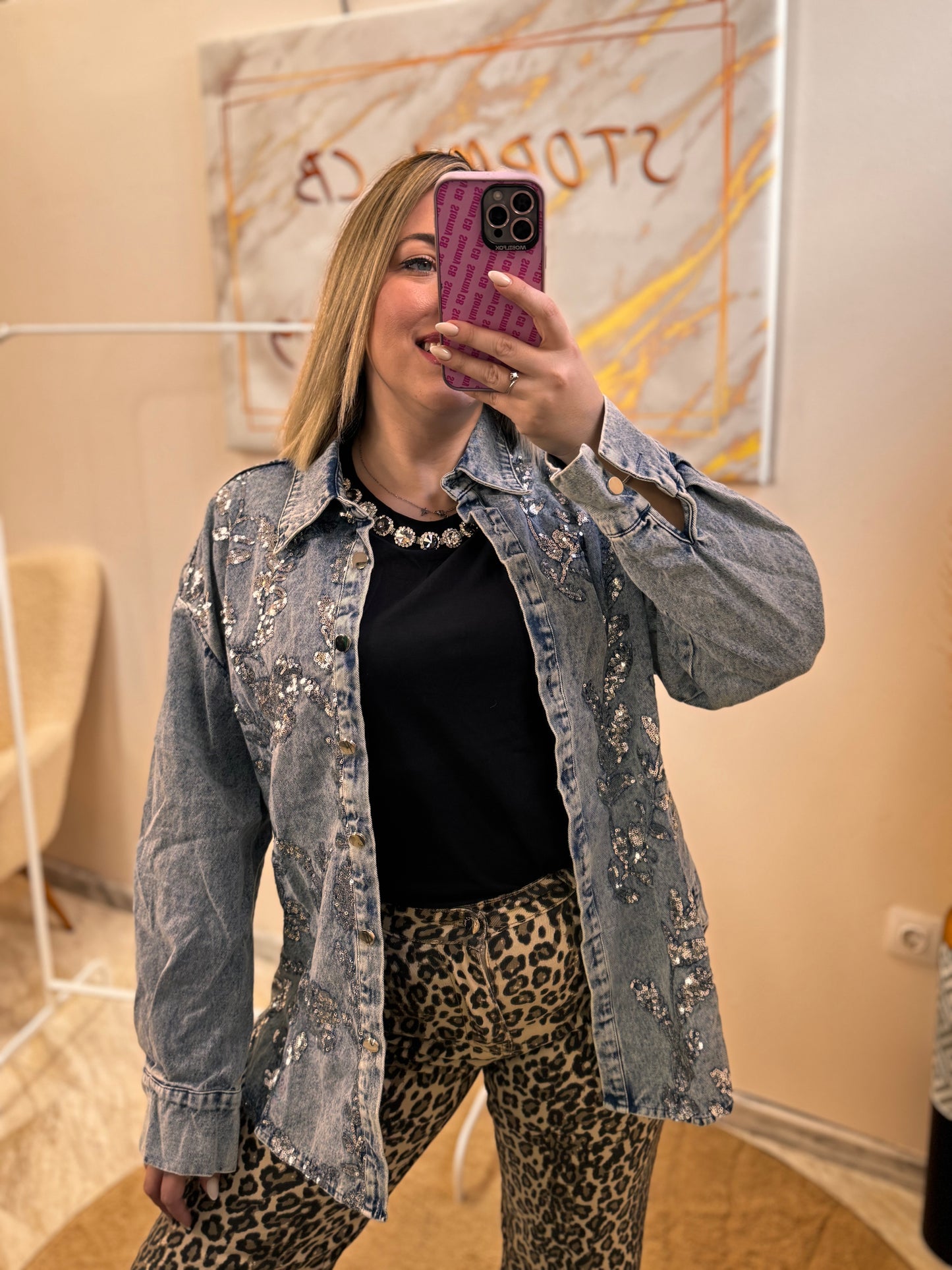 Strass Jean Jacket Shirt