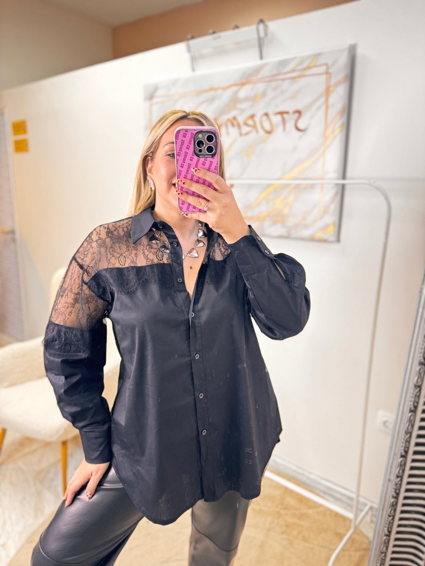 Πουκαμίσα Δαντέλα Μαύρο