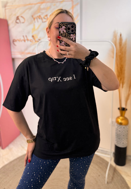 I see χτιρ Black Oversized T-Shirt