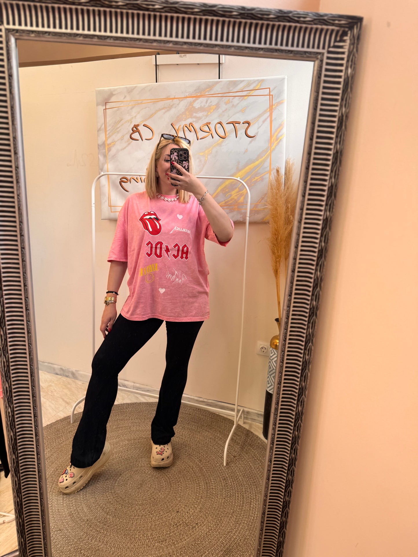 AC - DC Pink Oversized T-shirt