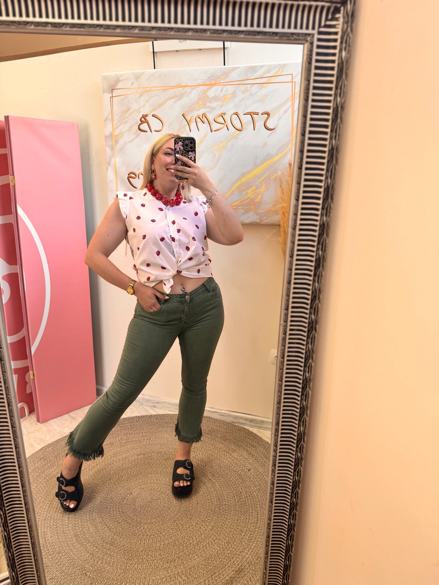 Elina Khaki Elastic Pant