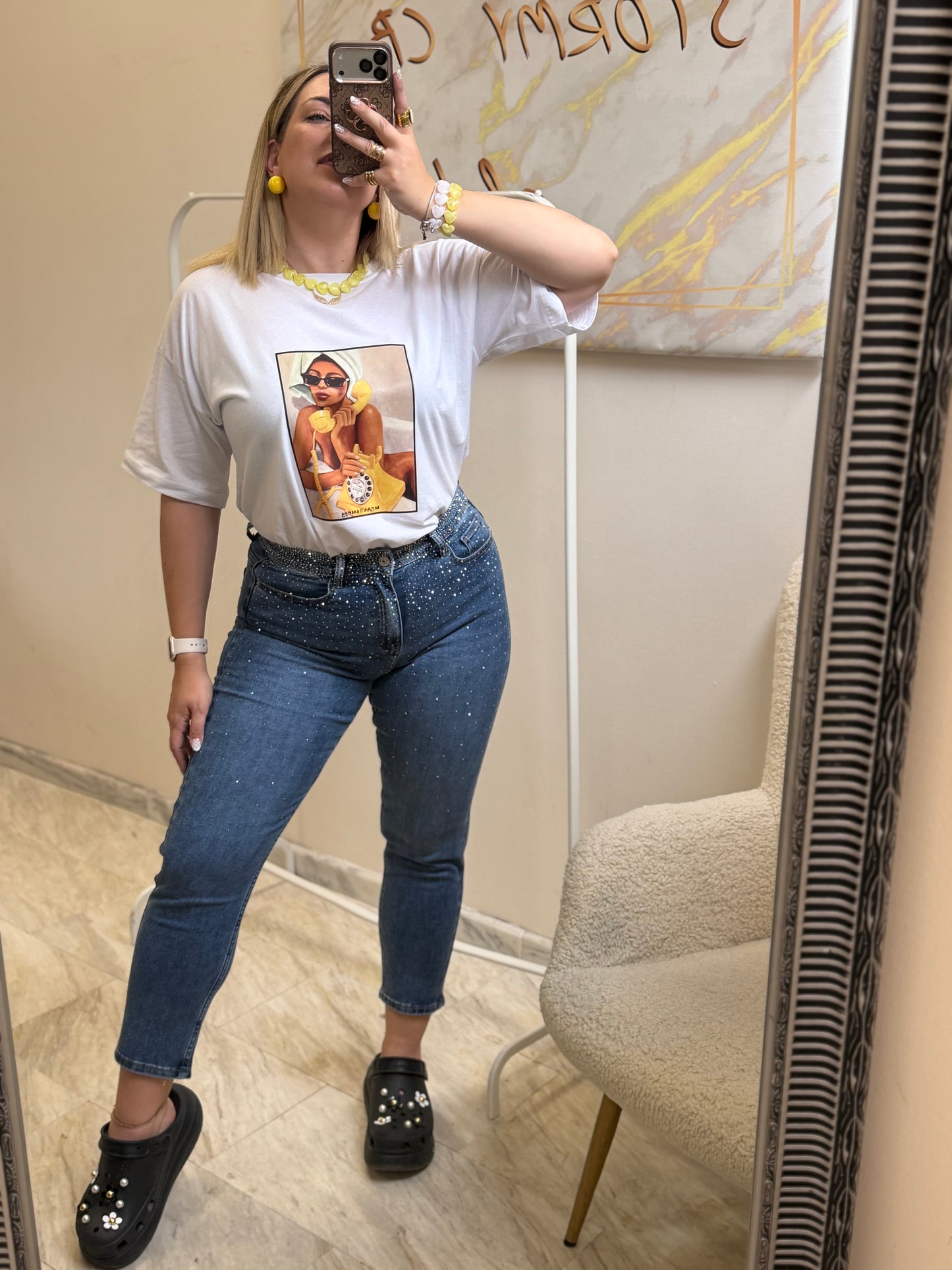 Nefeli Mom Fit Strass Jean