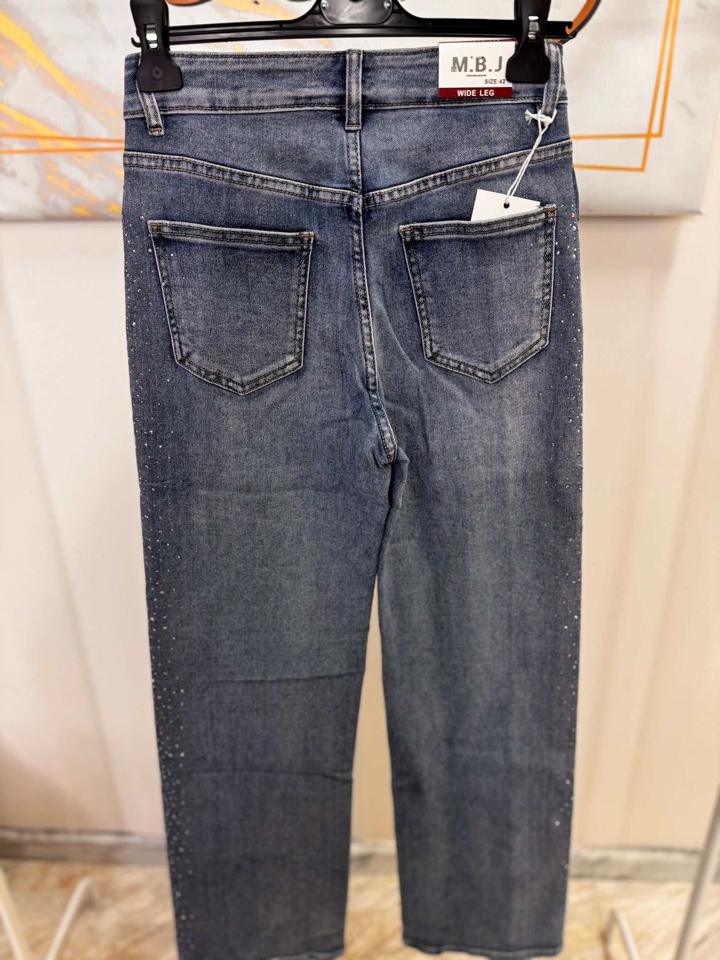 Sandy Wide Leg Strass Jean
