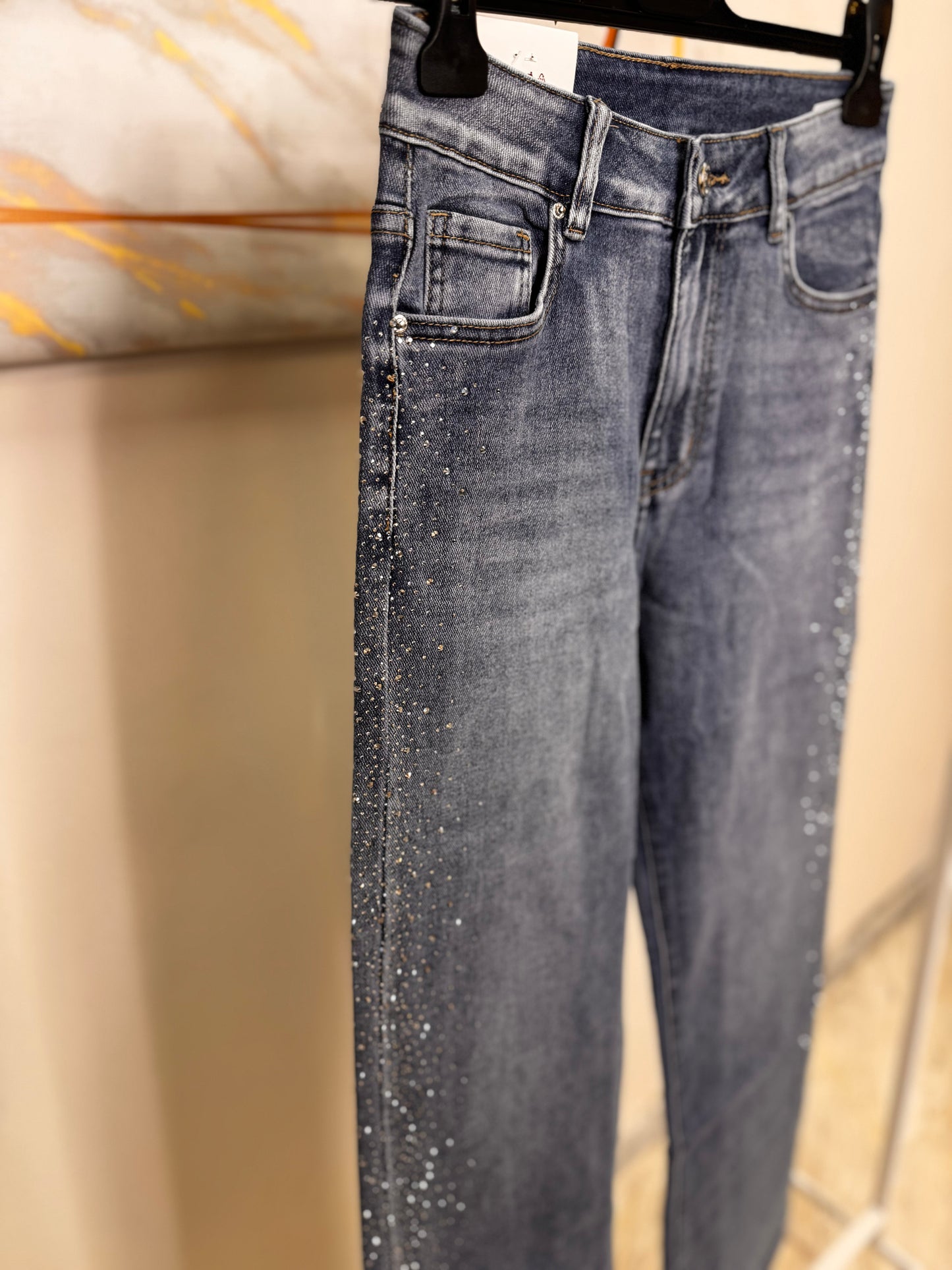 Sandy Wide Leg Strass Jean