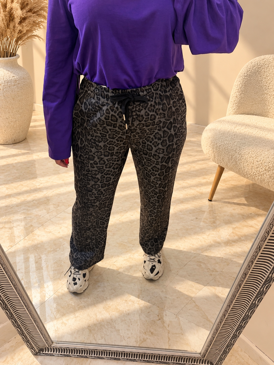 Leopard Cozy Fleece Παντελόνι