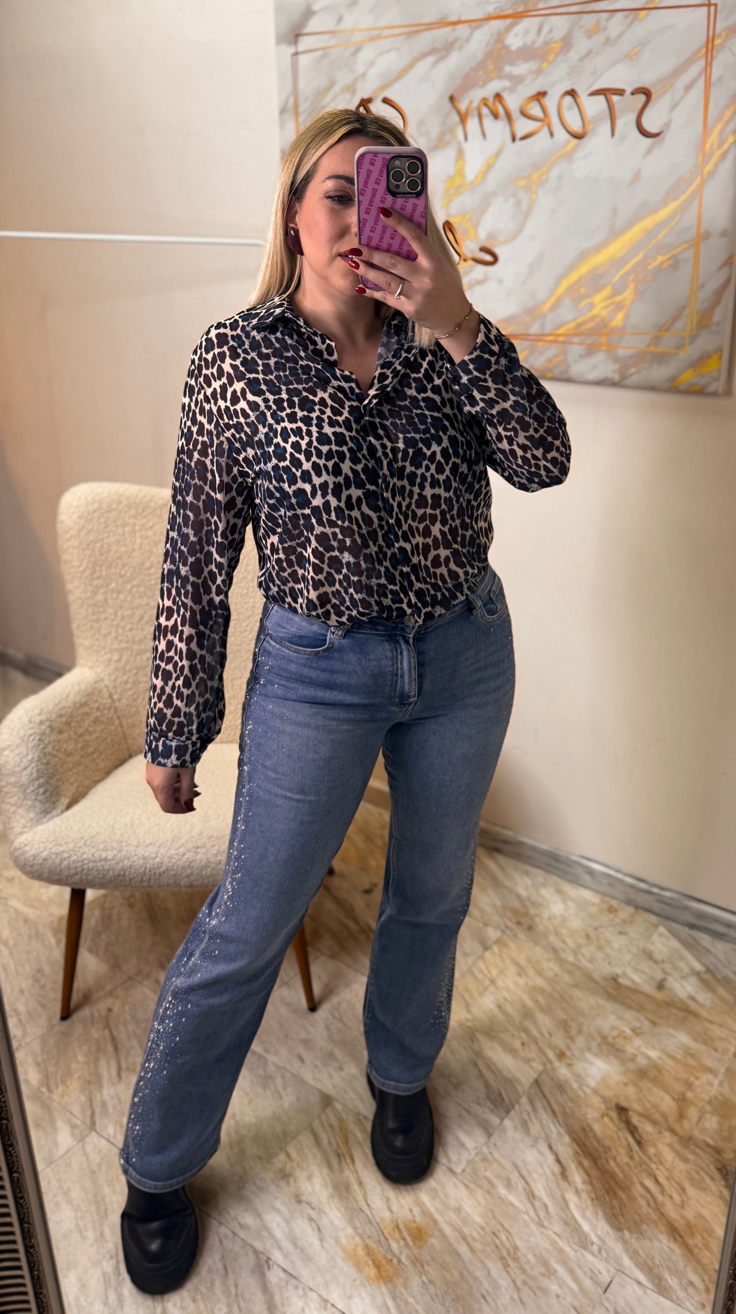Sandy Wide Leg Strass Jean