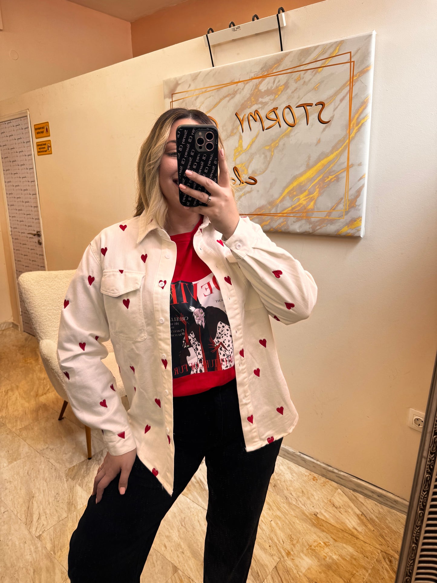 Jean Jacket Heart White