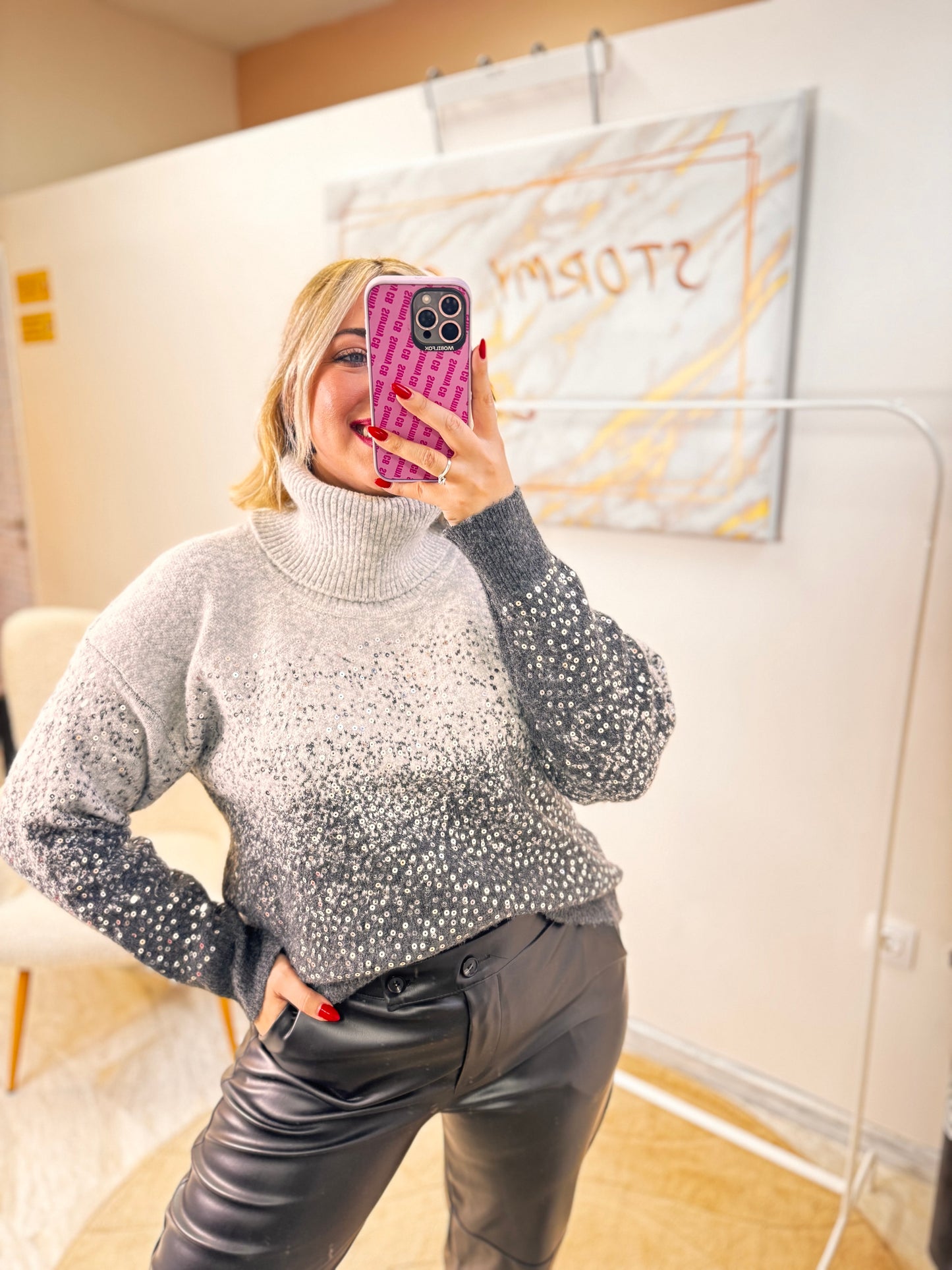 Όμπρε Πλεχτό Γκρι