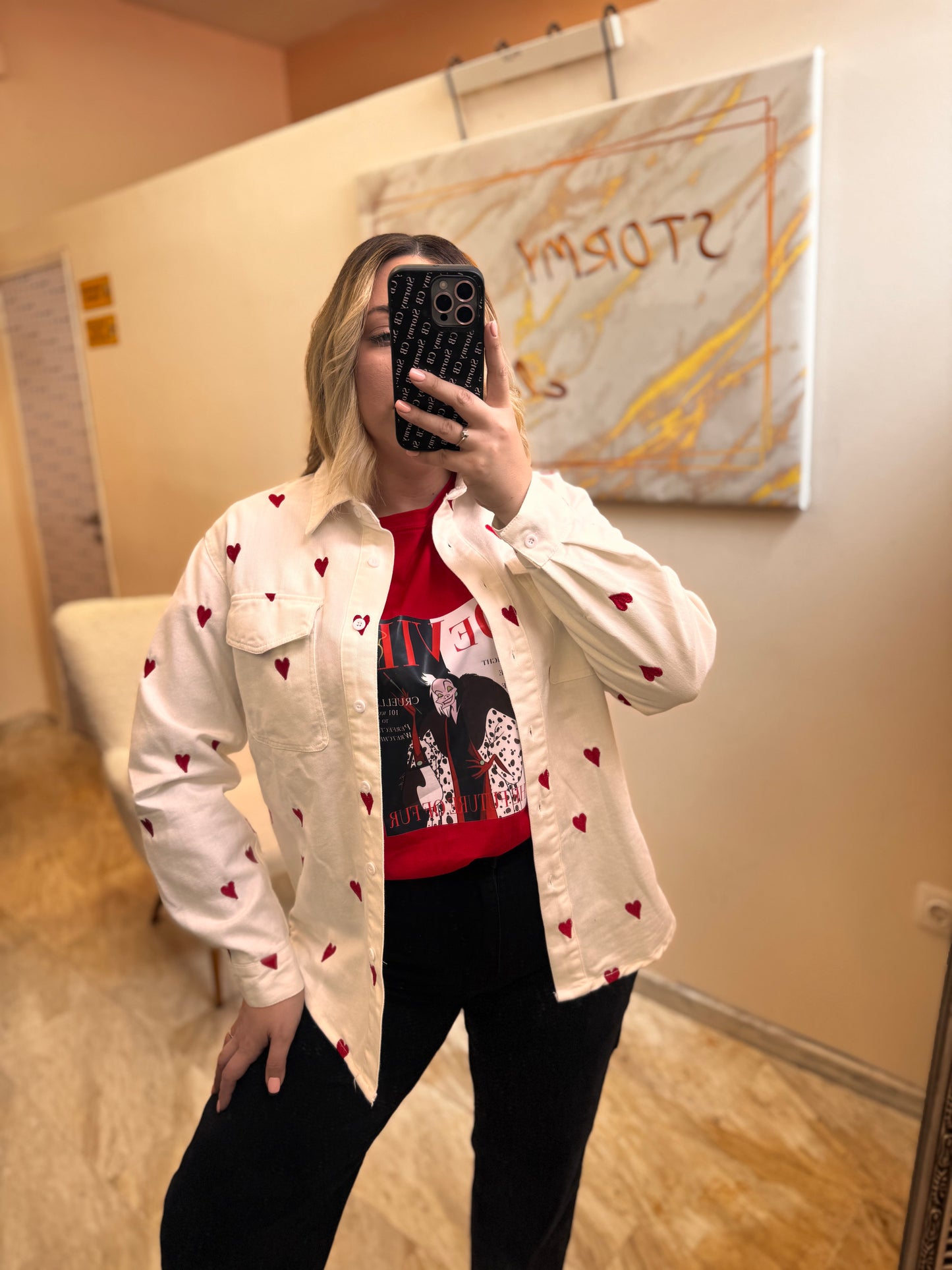 Jean Jacket Heart White