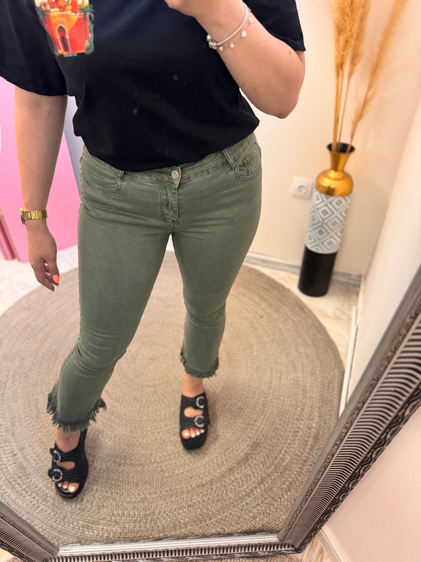 Elina Khaki Elastic Pant