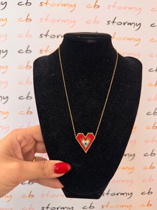 Big Heart ❤️ Miyuki Necklace Red