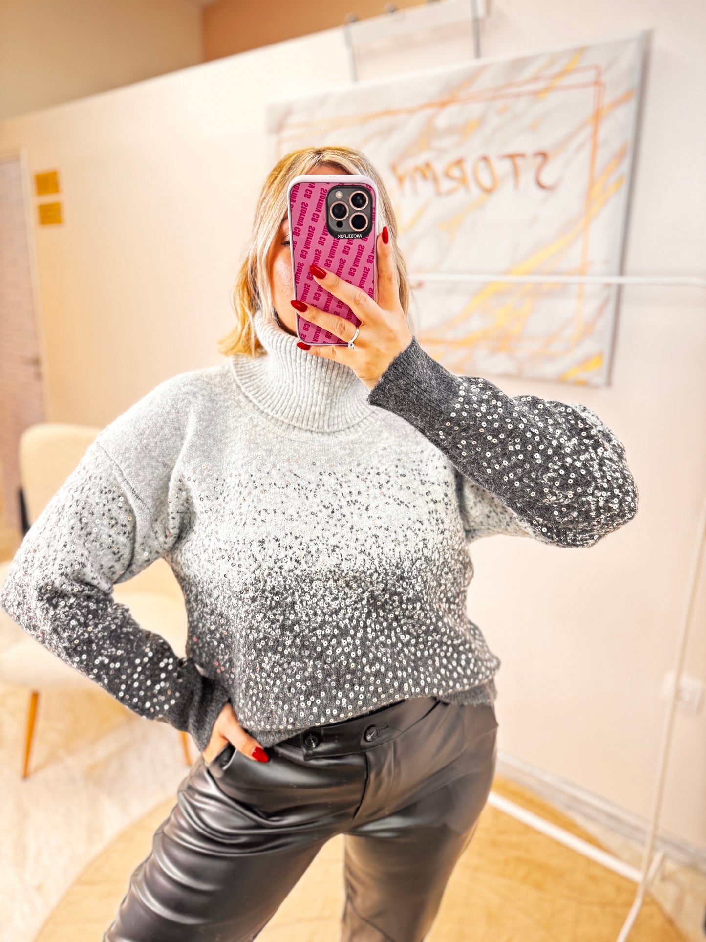 Όμπρε Πλεχτό Γκρι