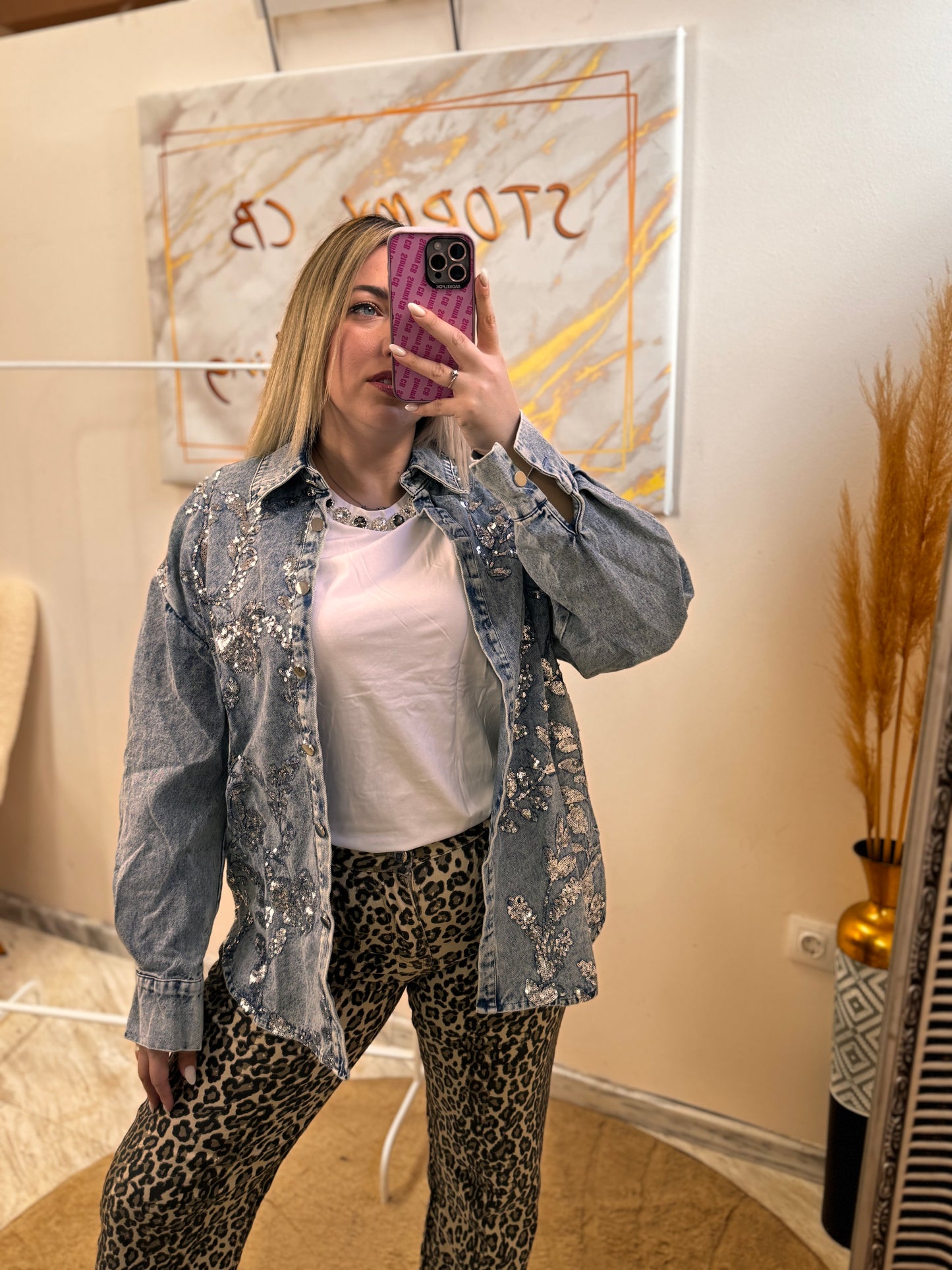 Strass Jean Jacket Shirt