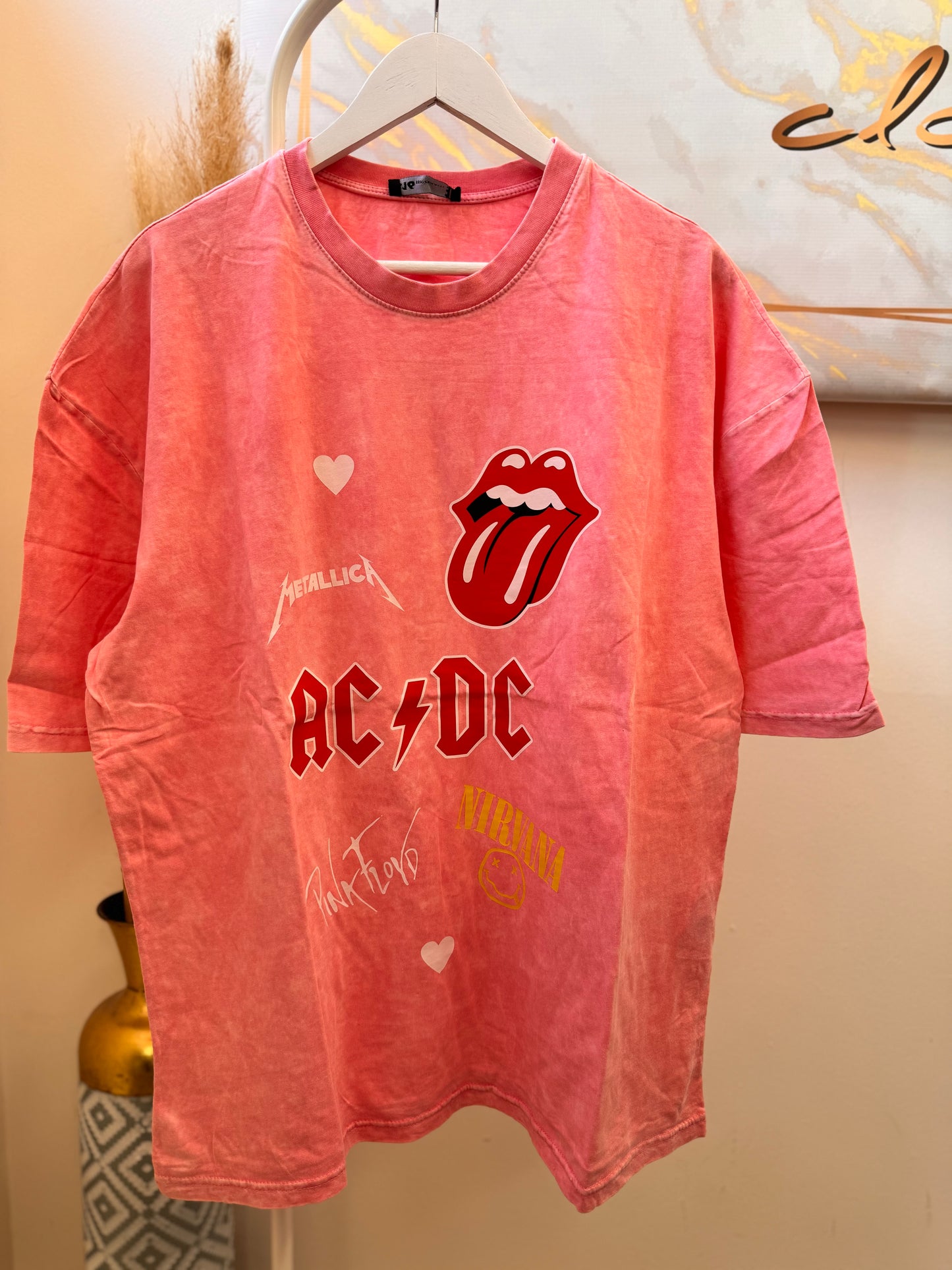 AC - DC Pink Oversized T-shirt